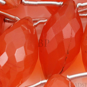 Carnelian Faceted Round Marquise Drops, (CAR8x18Marq) - Beadspoint