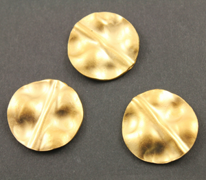 Gold Vermeil  Flat Wavy Round Bead. (VM2017) - Beadspoint