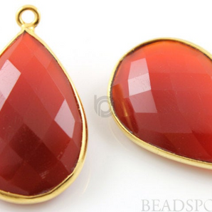 Carnelian Bezel Faceted Pear Bezel (BZC7275) - Beadspoint