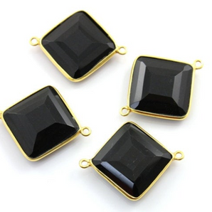 Black Onyx Faceted Cushion Bezel, (BZC8036) - Beadspoint