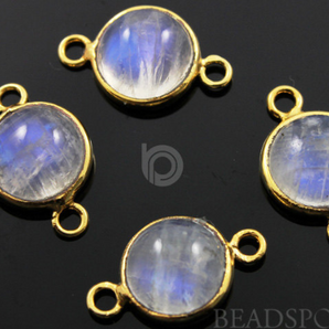 Rainbow Moonstone Faceted Coin Connector, (RNM001-MD) - Beadspoint