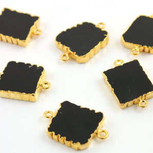 Black Onyx Electroplated Square Connector,(9053/CNT/BLACK) - Beadspoint