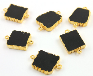 Black Onyx Electroplated Square Connector,(9053/CNT/BLACK) - Beadspoint