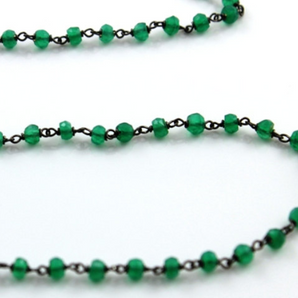 Green Onyx Wire Wrapped Rosary,(RS-GNX-36) - Beadspoint