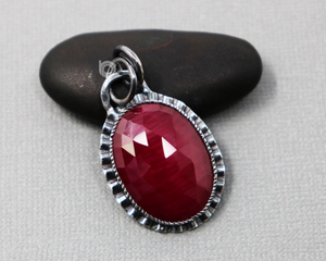 Sterling Silver Ruby Artisan Handmade Pendant (SP-5239) - Beadspoint