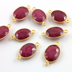 Ruby Faceted Oval Connector, (BZC7348-C) - Beadspoint