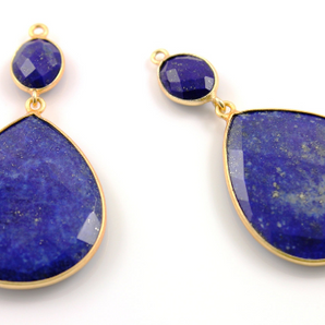 Genuine Lapis Faceted Earrings Bezel, (EARR/LAP/01) - Beadspoint