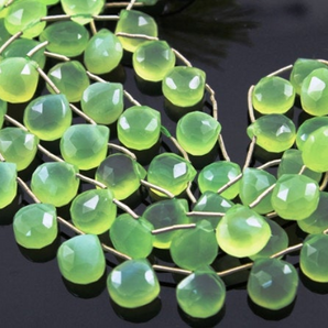 Green Chalcedony  Faceted Heart Drops, (GCHLC/11-12HRT), - Beadspoint