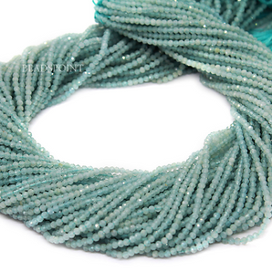 Aqua Chalcedony Micro Faceted Rondelle Beads, (AQUA-2.5FRNDL) - Beadspoint