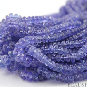 Blue Tanzanite Small Micro Faceted Roundels, 25 PIECES, (25TNZ2-3FRNDL) - Beadspoint