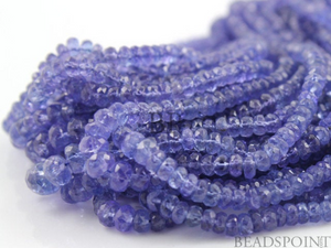 Blue Tanzanite Small Micro Faceted Roundels, 25 PIECES, (25TNZ2-3FRNDL) - Beadspoint