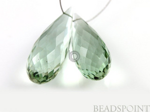 Green Amethyst Micro Faceted Long Tear Drops, (GAM25x10PR) - Beadspoint