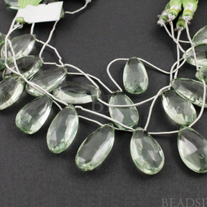 Green Amethyst Large Faceted Pear Drops, (2GAMxlpear) - Beadspoint