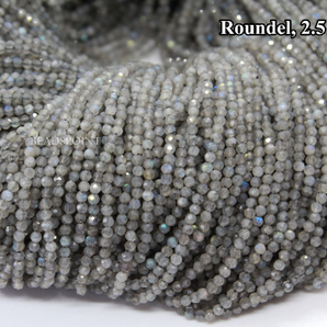 Labradorite Micro Faceted Rondelles, (LAB-2.5RNDL) - Beadspoint