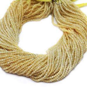 Yellow Chalcedony Micro Faceted Rondelle Beads, (YCHALCE-2.5FRNDL) - Beadspoint