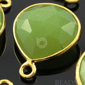 Apple Green Chalcedony Faceted Heart Bezel, (BZC6075) - Beadspoint