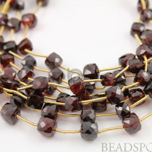 African Garnet Faceted Cubes,4 Pieces, (4GAR5x5Cube) - Beadspoint