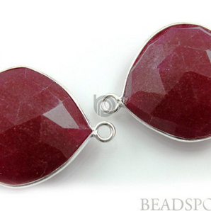 Dyed Ruby  Faceted Heart Bezel (SSBZ8003) - Beadspoint