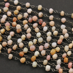 Pink Opal Faceted Roundels Wire Wrapped Rosary, (RS-POP-26) - Beadspoint