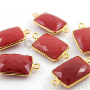 Red Onyx Faceted Chicklet Connector,  (BZC7463) - Beadspoint