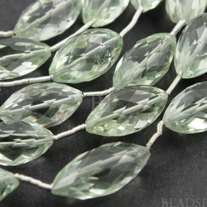 Green Amethyst Faceted Oblong Oval Bead,4 Pieces, (4GAMoblong) - Beadspoint