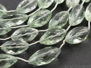 Green Amethyst Faceted Oblong Oval Bead,4 Pieces, (4GAMoblong) - Beadspoint