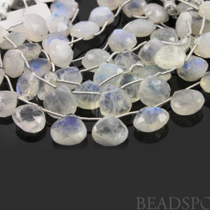 Rainbow Moonstone Medium Faceted Heart Drops,2 Pieces, (2MNS14x14HRT) - Beadspoint