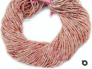 Pink Opal Roundel Micro Faceted Rondelle Beads, (PINKOPAL-2RNDL) - Beadspoint