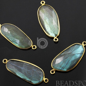 Labradorite Faceted Bezel Connector, 18x40 mm (LABC020-N) - Beadspoint