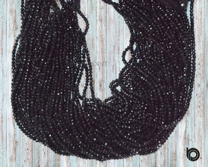 Black Spinel Faceted Roundel Beads, (BSPNL350RNDL) - Beadspoint