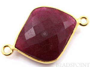 Dyed Ruby Faceted Cushion Connector, (BZC7386) - Beadspoint