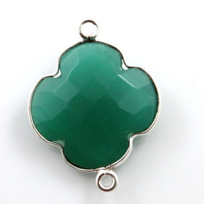 Green Onyx Faceted Clover Bezel, (SSBZC8026) - Beadspoint