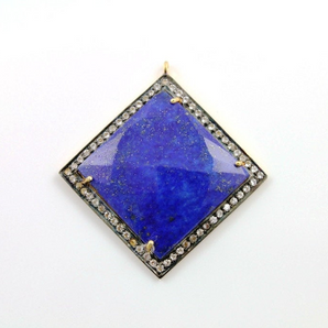 Lapis Bezel w/ White Sapphire, (LPSWTZ-A212) - Beadspoint