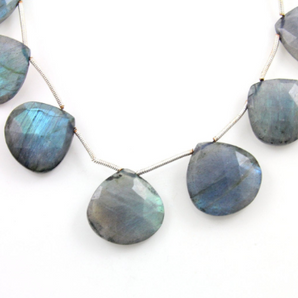 Blue Flashes Labradorite Faceted Heart Briolettes Beads, (LAB19HRT) - Beadspoint