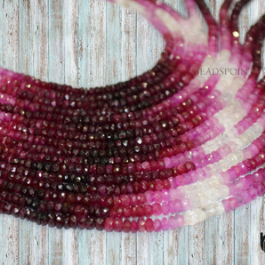 Ruby Faceted Roundel Beads (SRBY3RNDL) - Beadspoint