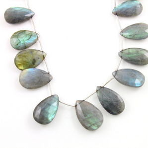 Blue Flashes Labradorite Faceted Pear Briolettes Beads, (LAB25x11PR) - Beadspoint