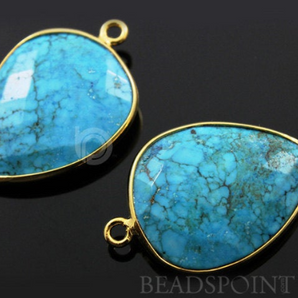 Turquoise Faceted Pear Shape Connector , (BZC7110) - Beadspoint