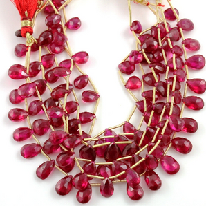 Quartz (Red) Faceted Pear drop, (QRTZ/PR/6x8-7x9) - Beadspoint