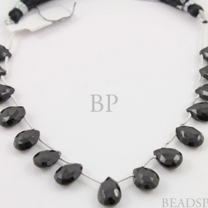 Black Onyx Medium Faceted Pear Drops, (X7x9Fpear) - Beadspoint