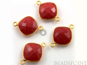Red Onyx Faceted Cushion Connector, (BZC3039) - Beadspoint