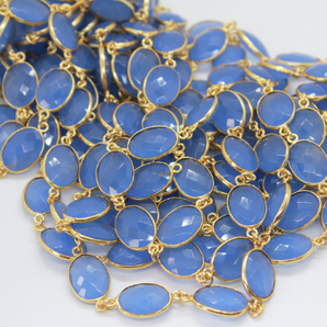 Blue Chalcedony Faceted Oval Chain, (GMC-BCL-12X14) - Beadspoint