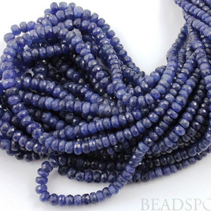 Blue Sapphire Faceted Rondelle Beads, (SPH3.5-5FRNDL) - Beadspoint