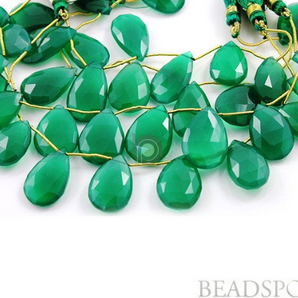 Green Onyx Large Faceted Flat Pear ,(GRX15x22PEAR) - Beadspoint