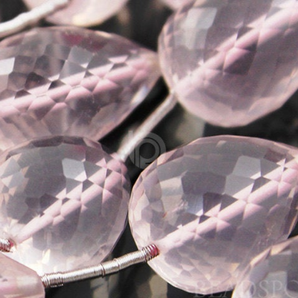 Rose Quartz Straight Long Drilled Faceted Tear Drops,(RQ10x16TEARLD) - Beadspoint