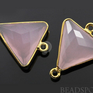 Rose Quartz Faceted Triangle Connector,  (BZC7581) - Beadspoint