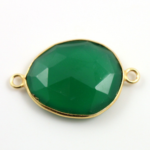 Green Onyx Faceted Bezel Connector, (BZCT-3300) - Beadspoint