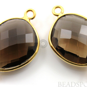 Smokey Topaz Faceted Bezel Connector, (BZC7362-MD) - Beadspoint