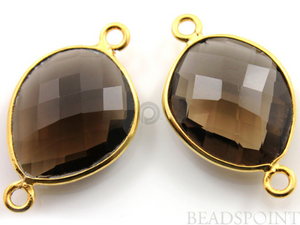 Smokey Topaz Faceted Bezel Connector, (BZC7362-MD) - Beadspoint