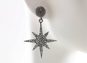 Pave Diamond Starburst Drop Earrings,(DER-101) - Beadspoint