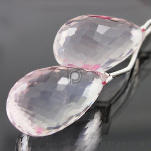 Rose Quartz Large Faceted Tear Drops, (RQ26x13PR) - Beadspoint